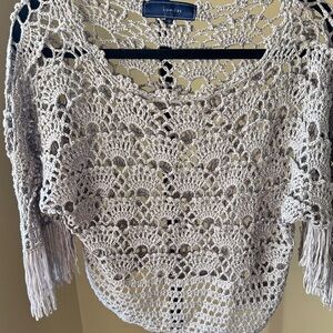 Lumiere Gray Crochet Scoop Neck Sweater‎